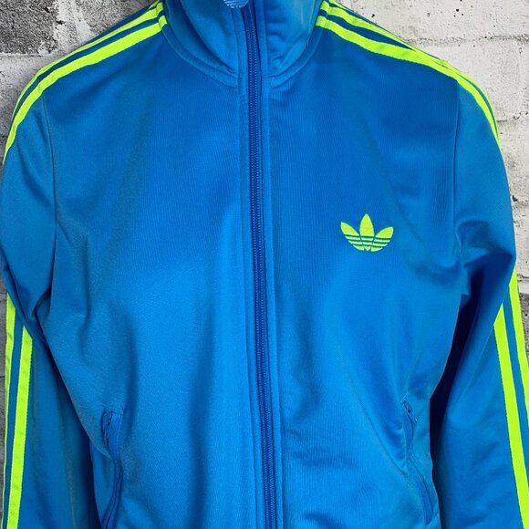 Adidas Classics Originals Firebird Retro Blue Neon Track Jacket Activewear Top - Picture 2 of 12